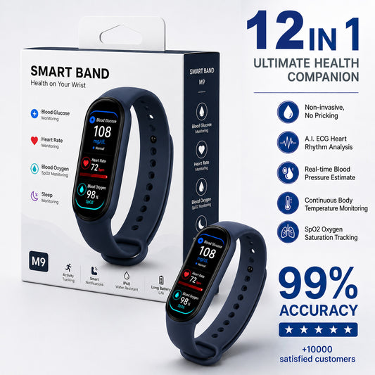 🔥80% OFF Launch Offer 🏆 2026 Pryxo™ M9 Non-Invasive Smart Band 📈12 health reports - No-Prick