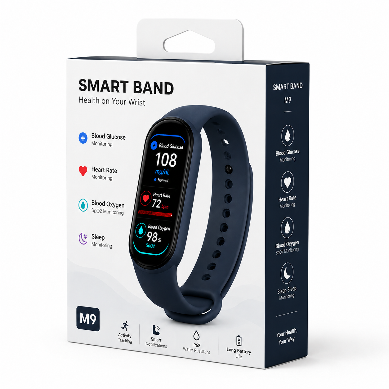 🔥80% OFF Launch Offer 🏆 2026 Pryxo™ M9 Non-Invasive Smart Band 📈12 health reports - No-Prick