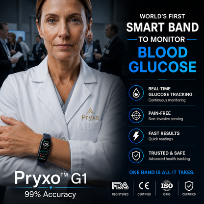 🔥80% OFF Launch Offer 🏆 2026 Pryxo™ M9 Non-Invasive Smart Band 📈12 health reports - No-Prick
